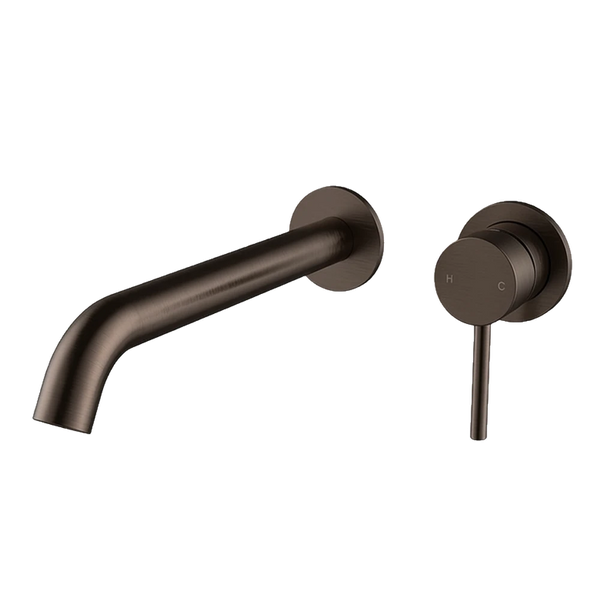 Arcisan Axus Pin Wall Mount Basin/Bath Mixer 220mm Spout (Complete Kit) Dark Bronze
