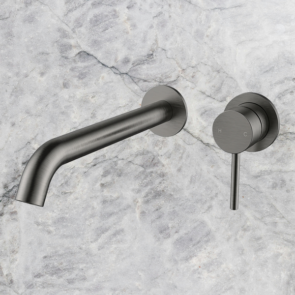 Arcisan Axus Pin Wall Mount Basin/Bath Mixer 220mm Spout (Trim Kit Only) Brushed Gunmetal