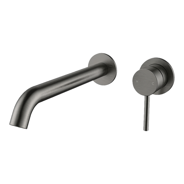 Arcisan Axus Pin Wall Mount Basin/Bath Mixer 220mm Spout (Complete Kit) Brushed Gunmetal