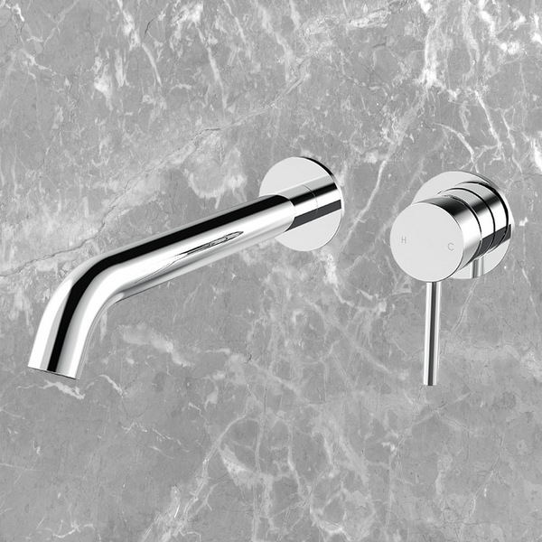 Arcisan Axus Pin Wall Mount Basin/Bath Mixer 220mm Spout (Complete Kit) Chrome