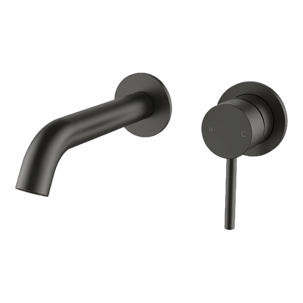 Arcisan Axus Pin Wall Mount Basin/Bath Mixer 150mm Spout (Complete Kit) Matte Black