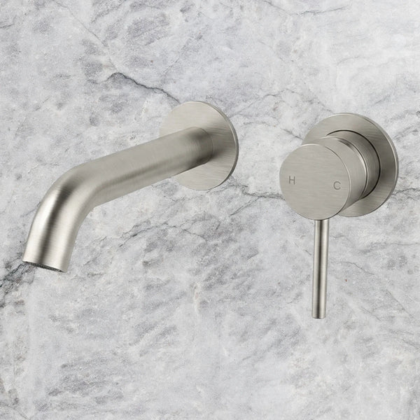 Arcisan Axus Pin Wall Mount Basin/Bath Mixer 150mm Spout (Trim Kit Only) Brushed Nickel