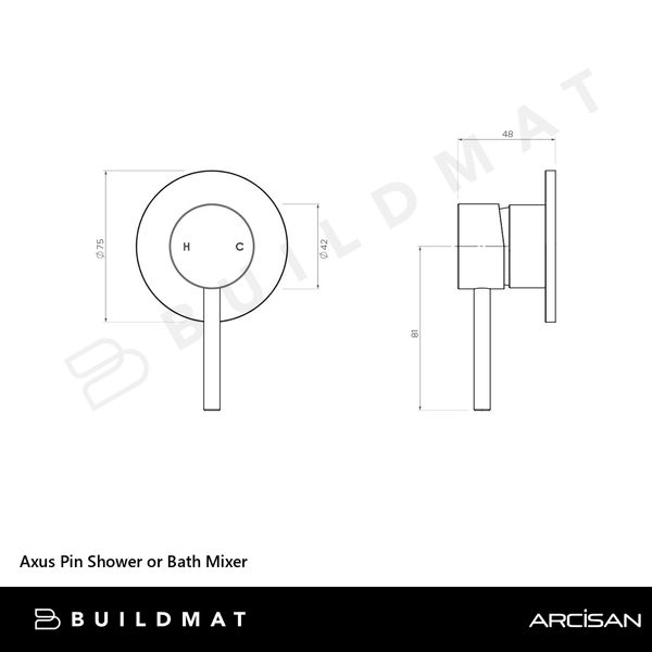 Arcisan Axus Pin Shower or Bath Mixer (Complete Kit) Dark Bronze