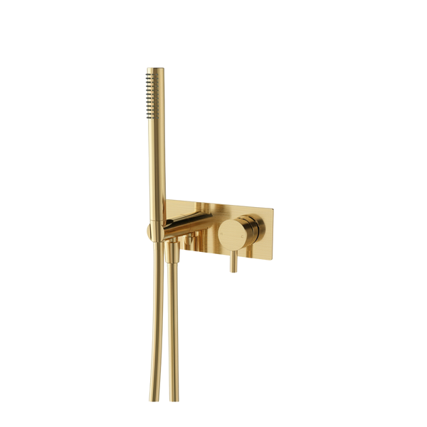 Arcisan Axus Pin Shower Mixer and Handshower with Plate (Complete Kit) Brushed Brass