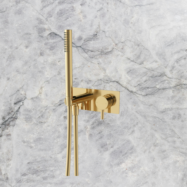 Arcisan Axus Pin Shower Mixer and Handshower with Plate (Trim Kit Only) Brushed Brass