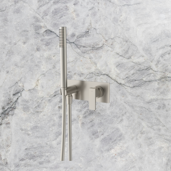 Arcisan Axus Pin Shower Mixer and Handshower with Plate (Complete Kit) Brushed Nickel