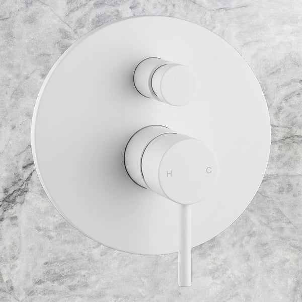 Arcisan Axus Pin Shower or Bath Mixer with Diverter (Complete Kit) White