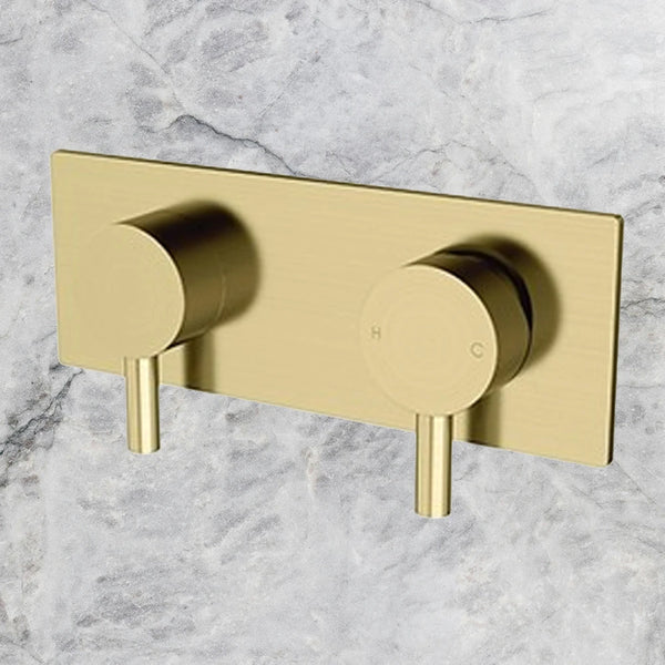 Arcisan Axus Pin Shower Mixer and 3-Way Diverter with Plate (Trim Kit Only) Brushed Brass