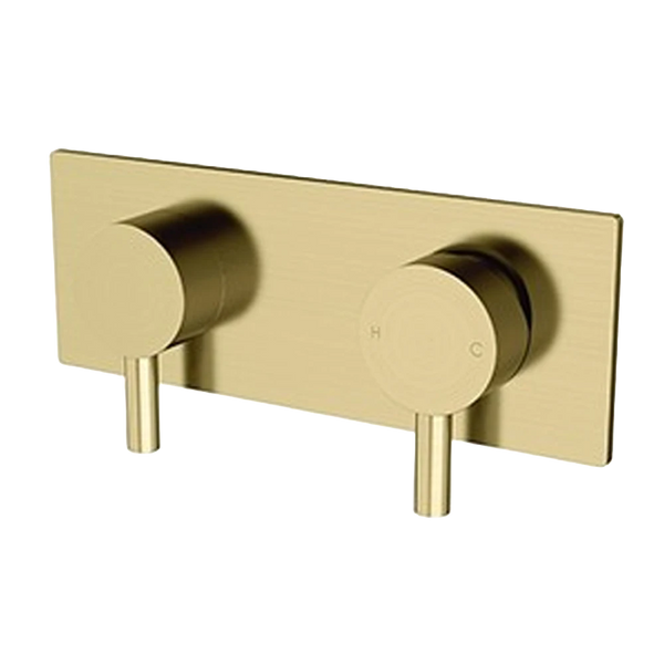 Arcisan Axus Pin Shower Mixer and 3-Way Diverter with Plate (Trim Kit Only) Brushed Brass