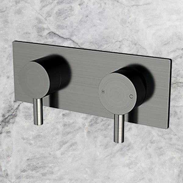 Arcisan Axus Pin Shower Mixer and 3-Way Diverter with Plate (Trim Kit Only) Brushed Gunmetal