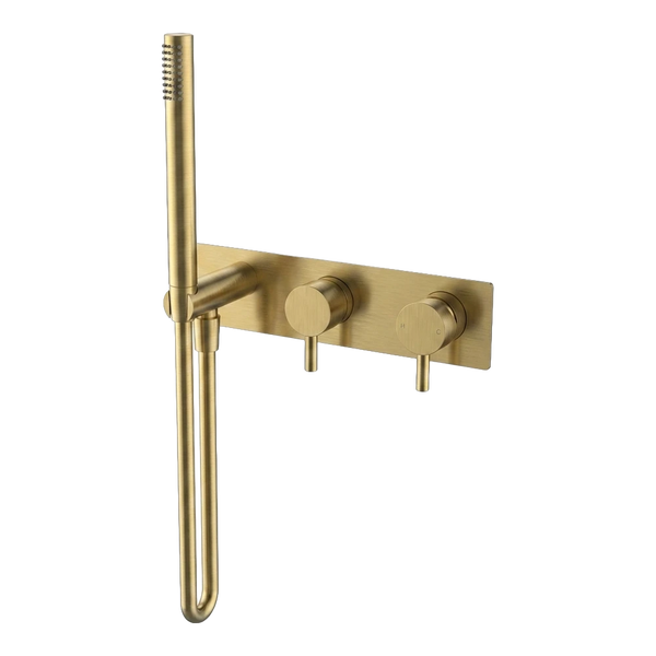 Arcisan Axus Pin Shower Mixer, Diverter and Handshower with Plate (Trim Kit Only) Brushed Brass