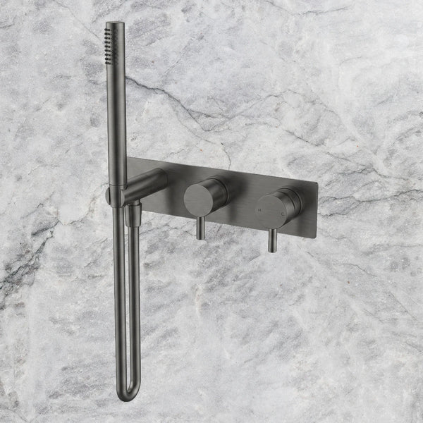 Arcisan Axus Pin Shower Mixer, Diverter and Handshower with Plate (Trim Kit Only) Brushed Gunmetal