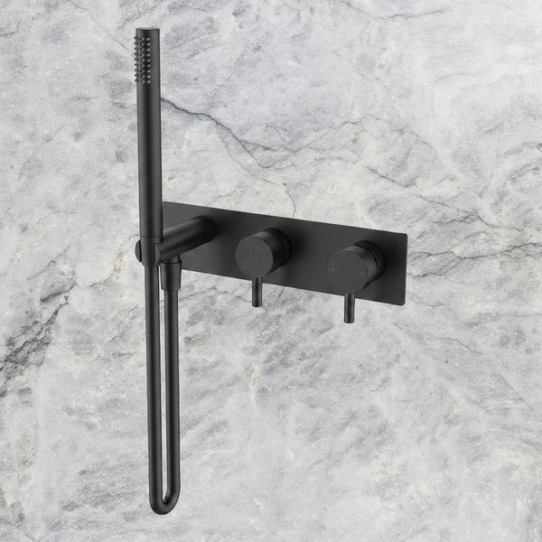 Arcisan Axus Pin Shower Mixer, Diverter and Handshower with Plate (Trim Kit Only) Matte Black