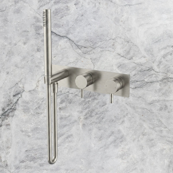 Arcisan Axus Pin Shower Mixer, Diverter and Handshower with Plate (Trim Kit Only) Brushed Nickel