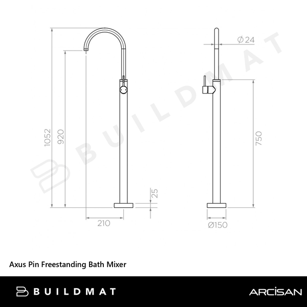 Arcisan Axus Pin Freestanding Bath Mixer (Trim Kit Only) Dark Bronze