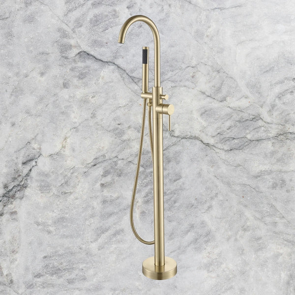 Arcisan Axus Pin Lever Freestanding Bath Mixer with Handshower (Complete Kit) Champagne Brass