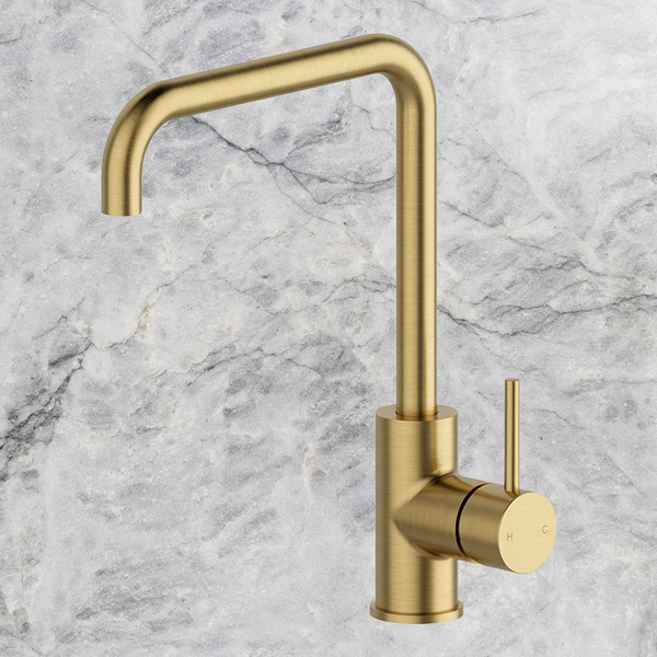 Arcisan Axus Pin Square Line Spout Kitchen Mixer Brushed Brass