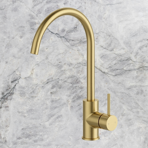 Arcisan Axus Pin Arch Spout Kitchen Mixer Brushed Brass