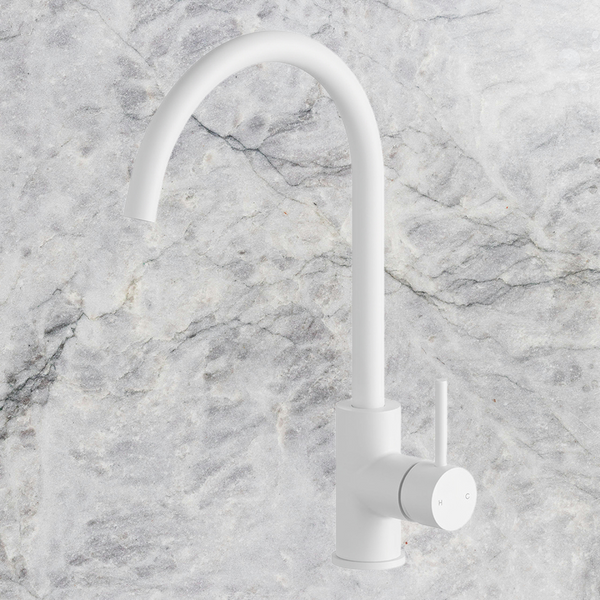 Arcisan Axus Pin Arch Spout Kitchen Mixer Matte White