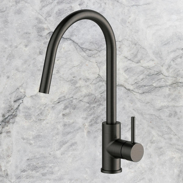 Arcisan Axus Pin Gooseneck Kitchen Mixer with Pull Out Nozzle Brushed Iron