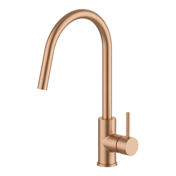 Arcisan Axus Pin Gooseneck Kitchen Mixer with Pull Out Nozzle Brushed Rose Gold