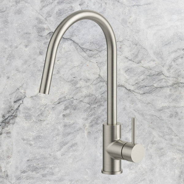 Arcisan Axus Pin Gooseneck Kitchen Mixer with Pull Out Nozzle Brushed Nickel