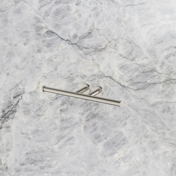 Arcisan Axus Double Toilet Roll Holder with Two Wall Fixing Points Brushed Nickel