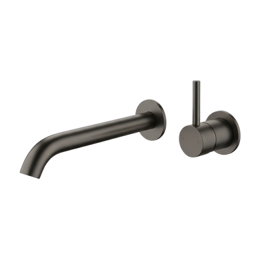Arcisan Axus Wall Mount Basin/Bath Mixer Pin Lever Up 220mm Spout (Complete Kit) Brushed Gunmetal