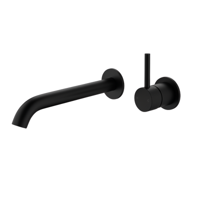 Arcisan Axus Wall Mount Basin/Bath Mixer Pin Lever Up 220mm Spout (Complete Kit) Matte Black