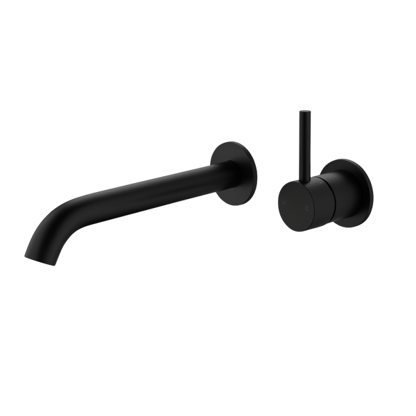 Arcisan Axus Wall Mount Basin/Bath Mixer Pin Lever Up 220mm Spout (Complete Kit) Matte Black