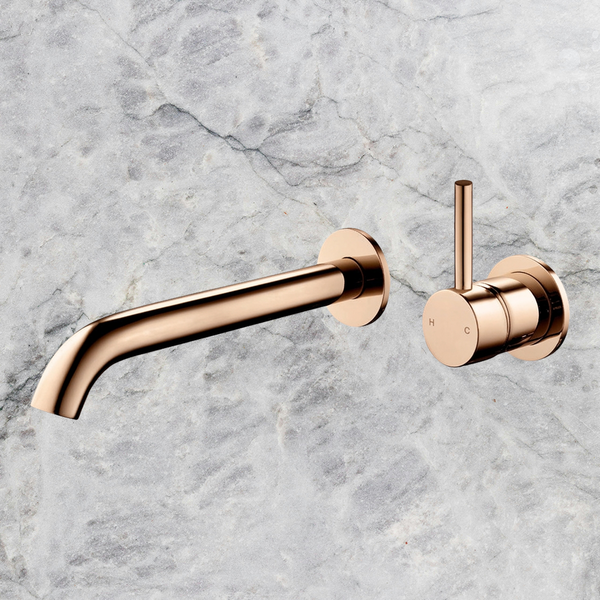 Arcisan Axus Pin Wall Mount Basin/Bath Mixer Lever Up 220mm Spout (Trim Kit Only) Rose Gold