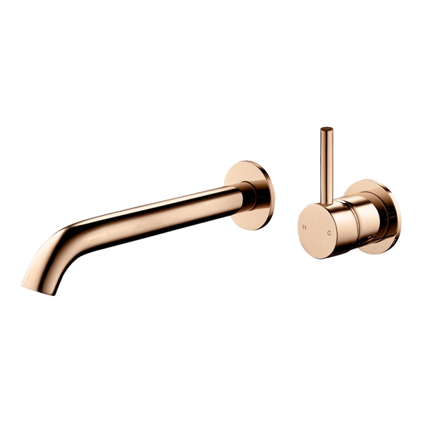 Arcisan Axus Pin Wall Mount Basin/Bath Mixer Lever Up 220mm Spout (Trim Kit Only) Rose Gold