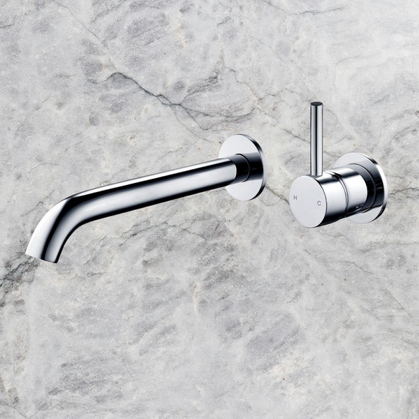 Arcisan Axus Wall Mount Basin/Bath Mixer Pin Lever Up 220mm Spout (Complete Kit) Chrome