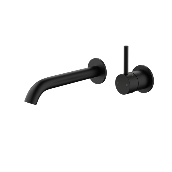 Arcisan Axus Wall Mount Basin/Bath Mixer Pin Lever Up 150mm Spout (Complete Kit) Matte Black