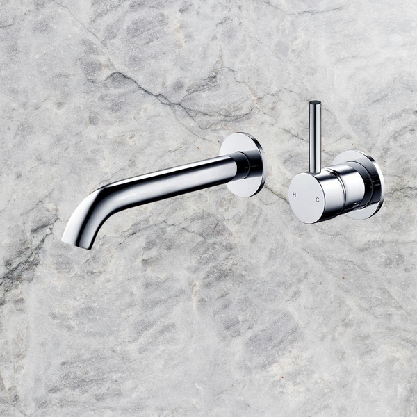 Arcisan Axus Wall Mount Basin/Bath Mixer Pin Lever Up 150mm Spout (Complete Kit) Chrome