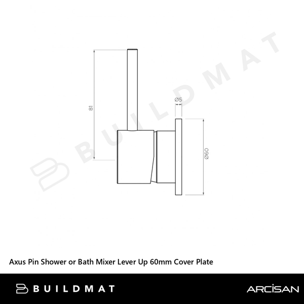 Arcisan Axus Pin Shower or Bath Mixer Lever Up 60mm Cover Plate (Complete Kit) Dark Bronze