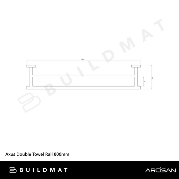 Arcisan Axus Double Towel Rail 800mm Rose Gold