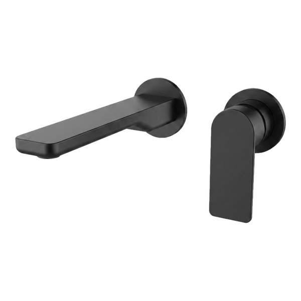 Arcisan Kibo Wall Mounted Mixer Set 200mm Spout with Round Back Plates (Complete Kit) Matte Black