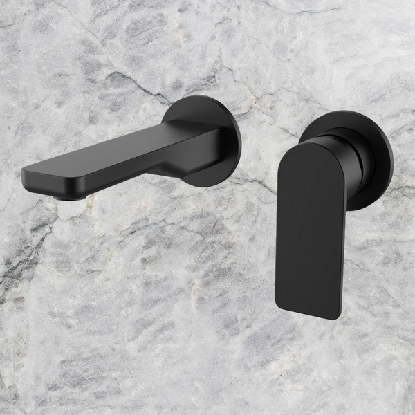 Arcisan Kibo Wall Mounted Mixer Set 150mm Spout with Round Back Plates (Complete Kit) Matte Black