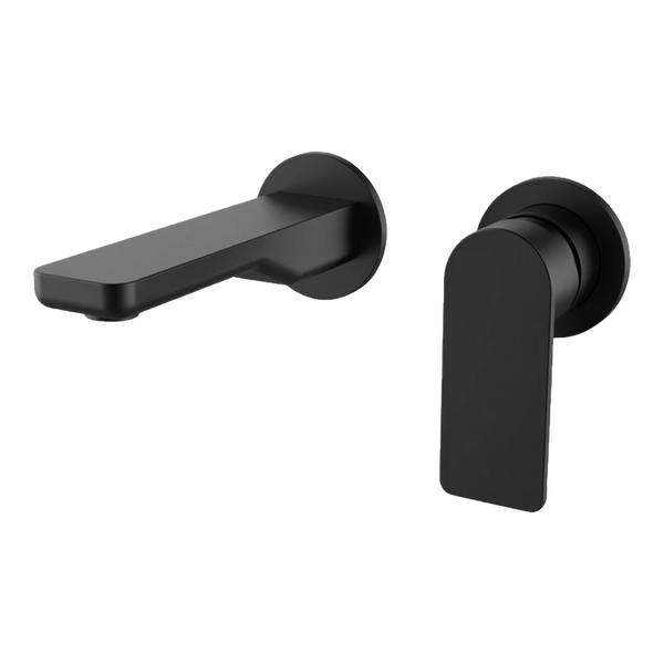 Arcisan Kibo Wall Mounted Mixer Set 150mm Spout with Round Back Plates (Trim Kit Only) Matte Black