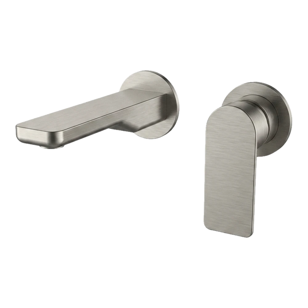 Arcisan Kibo Wall Mounted Mixer Set 150mm Spout with Round Back Plates (Complete Kit) Brushed Nickel