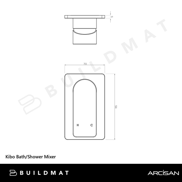 Arcisan Kibo Bath/Shower Mixer (Complete Kit) Brushed Brass