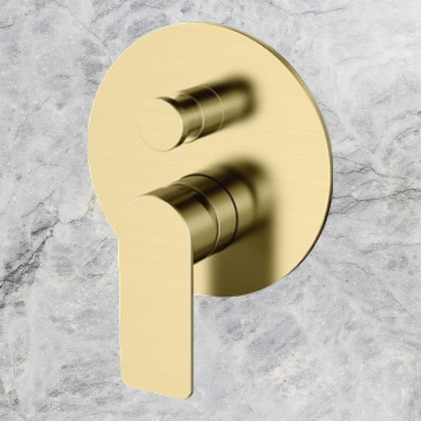 Arcisan Kibo Shower Mixer with Diverter Round Back Plate (Complete Kit) Brushed Brass