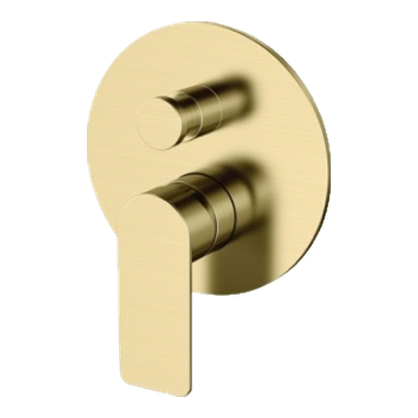 Arcisan Kibo Shower Mixer with Diverter Round Back Plate (Complete Kit) Brushed Brass