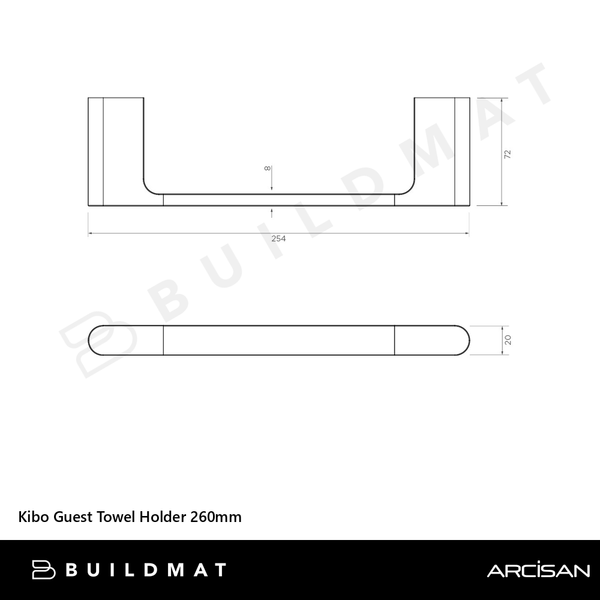 Arcisan Kibo Guest Towel Holder 260mm Chrome