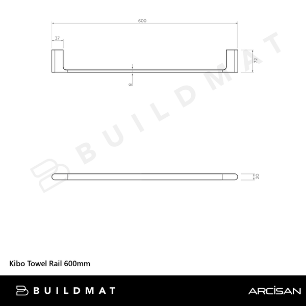 Arcisan Kibo Towel Rail 600mm Matte Black