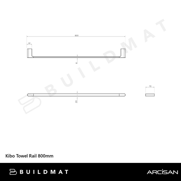 Arcisan Kibo Towel Rail 800mm Brushed Gunmetal