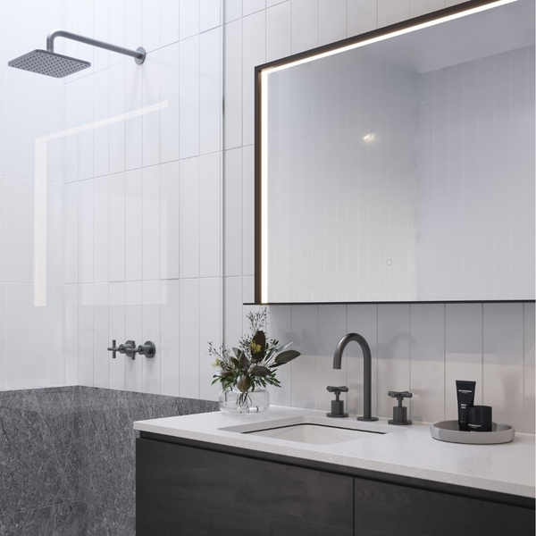 Arcisan Kibo Mirror with Shelf 1200x700 Frame Matte Black