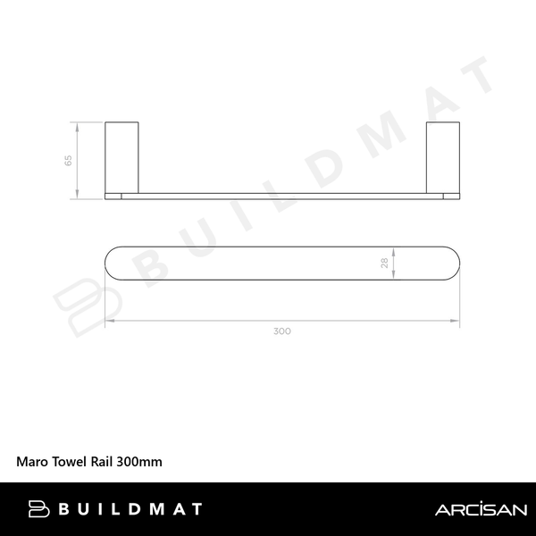 Arcisan Maro Towel Rail 300mm Brushed Nickel