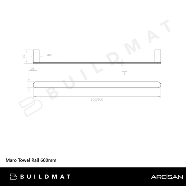 Arcisan Maro Towel Rail 600mm Dark Bronze